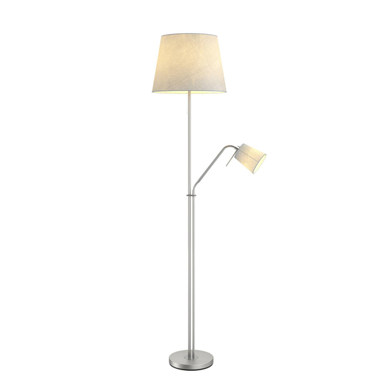 Lindby Nantwin golvlampa, textilskärm, grå
