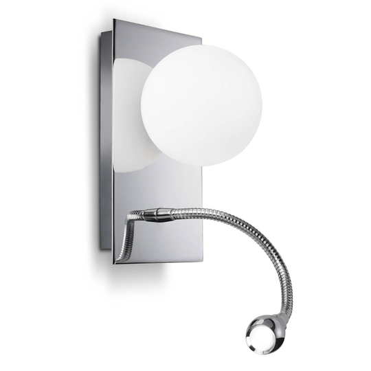 Vägglampa Basic kulskärm och flexarm, krom