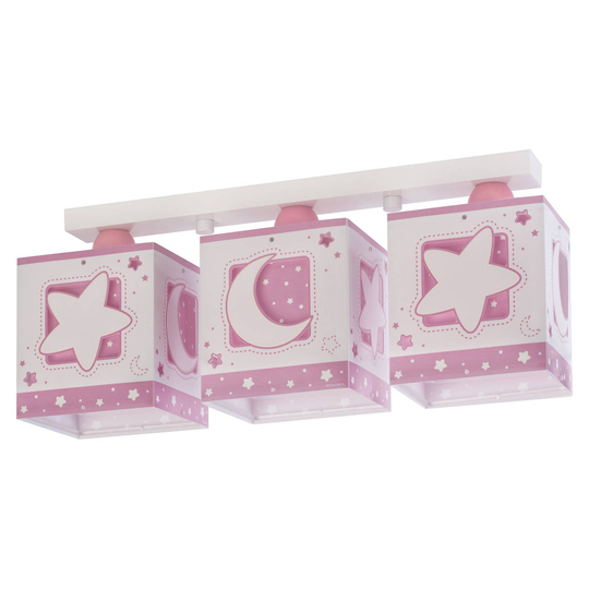 Taklampa för barnrum Moonlight, 3 lampor, rosa