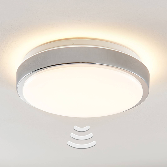 Lindby Camille LED-sensor-taklampa Ø33cm krom