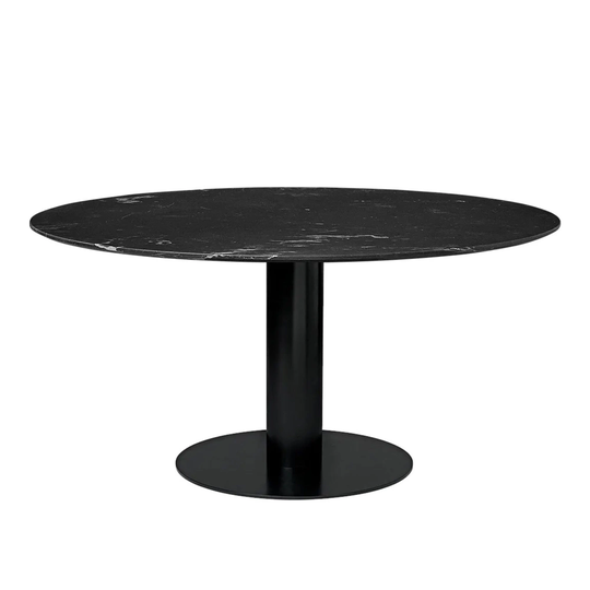 GUBI 2.0 Dining Table, Ø 150 cm, Skiva: Marmor - Nero Marquina, Bas: S