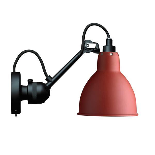 Lampe Gras N304 Vägglampa Matt Svart & Matt Röd Med Strömbrytare