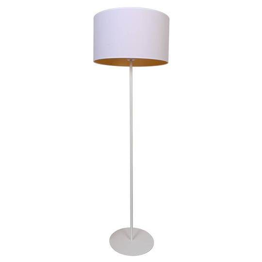 Golvlampa Roller, vit/guld, 145 cm hög
