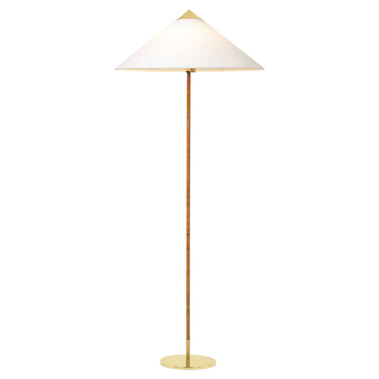 GUBI 9602 golvlampa, mässing, med canvasskärm