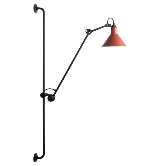 Lampe Gras N214 Vägglampa Matt Svart & Röd
