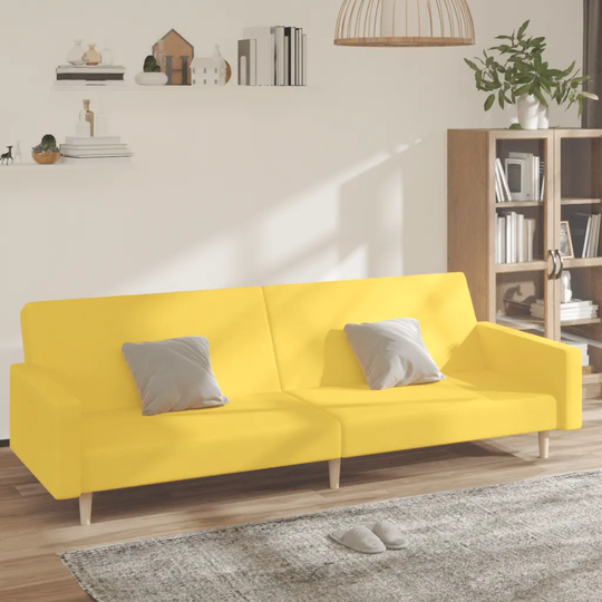 Bäddsoffa 2-sits gul tyg