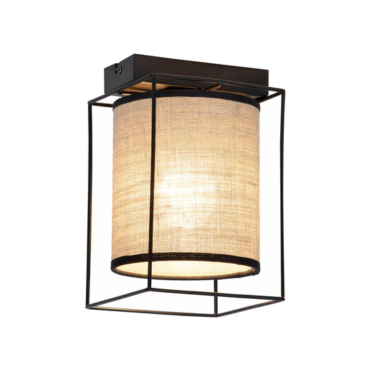 Taklampa Tubo, textilskärm, beige, 1 lampa