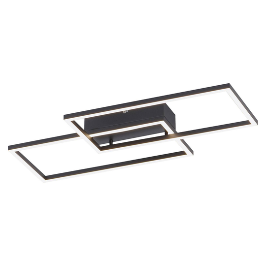LED-taklampa Iven, svart 2 lampor rektangel