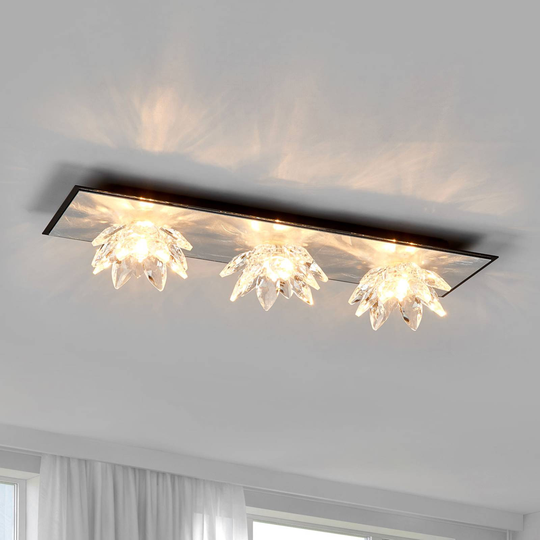 Fiore Cristallo bladsilver-taklampa 3-arm.