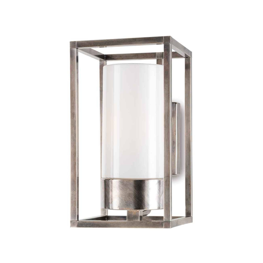 Utomhusvägglampa Cubic³ 3364 nickel antik/opal