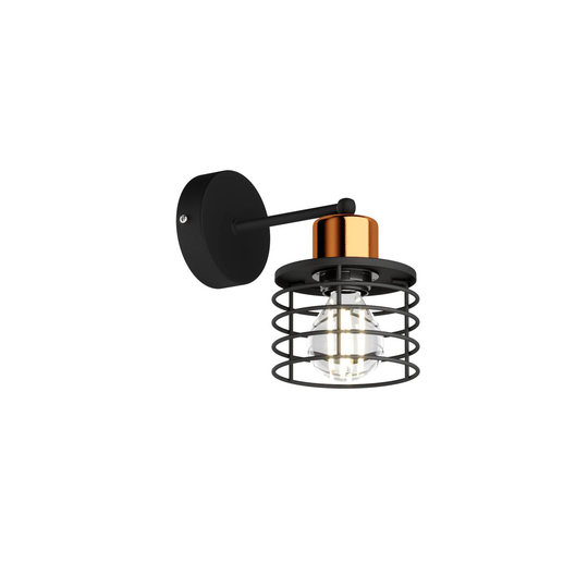 Vägglampa Edison i svart/koppar