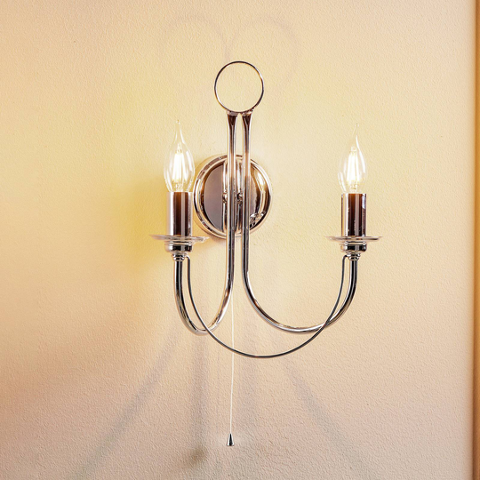 Vägglampa Retro, 2 lampor, krom