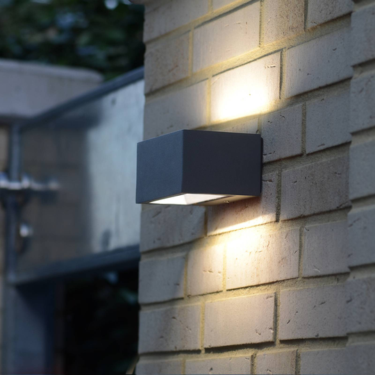 Utomhusvägglampa Gemini kantig antracit 16 cm
