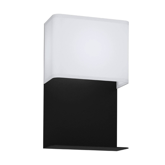 LED-vägglampa Galdakao med textil, svart/vit
