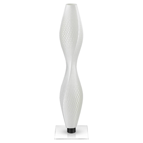 LED-golvlampa Flechtwerk Lava, 75 cm, vit
