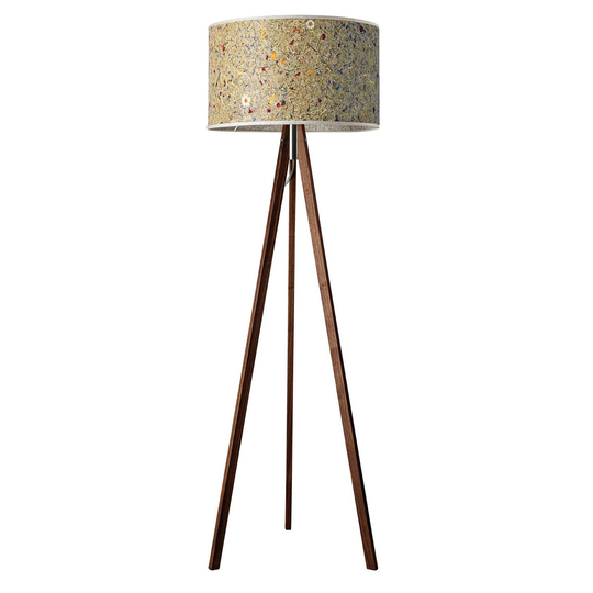 LeuchtNatur Ligno golvlampa nötträ, hö/alpäng