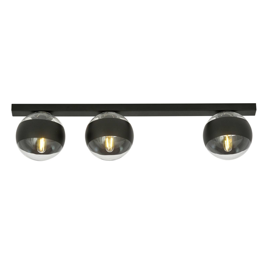 Taklampa Linear, svart/klar, 3 lampor