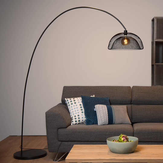 Golvlampa Mesh, svart, båglampa