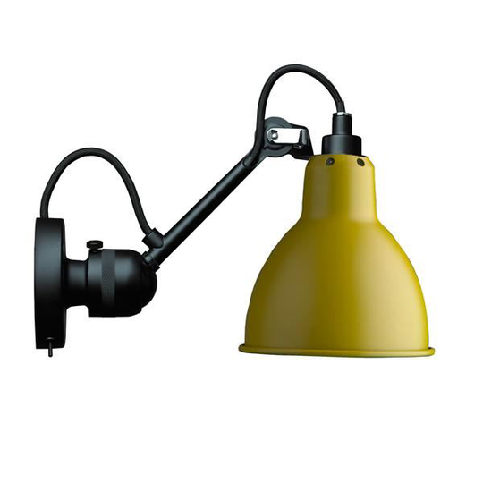Lampe Gras N304 Vägglampa Matt Svart & Matt Gul Med Strömbrytare