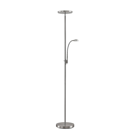 Lindby Kavi LED-uplight-golvlampa, läslampa, rund