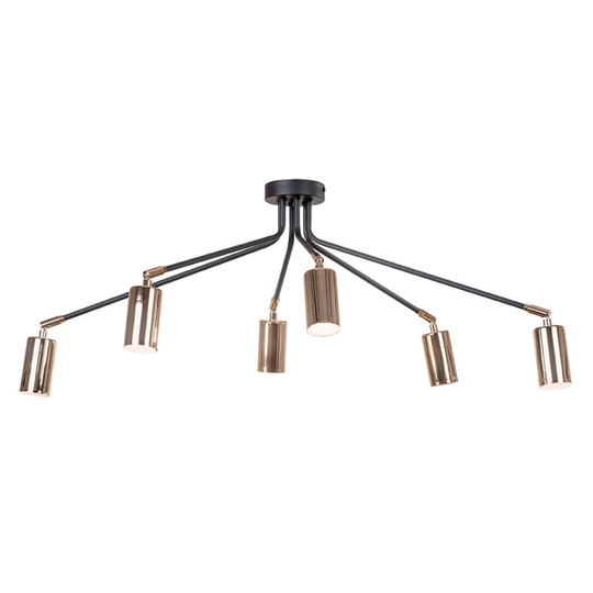 Taklampa Orbit, svart/guld, 6 lampor