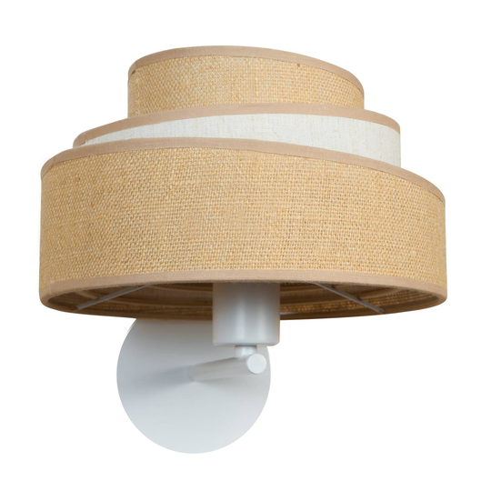 Vägglampa Trio jute, naturbrun/vit, Ø25 cm