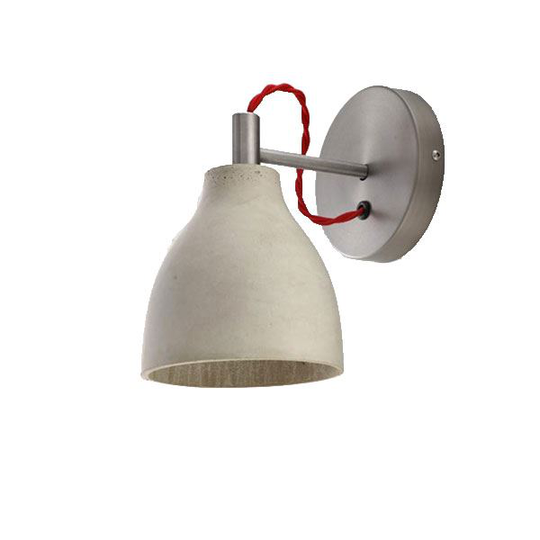 decode Heavy Wall Light Vägglampa Grå Betong med Röd Tygsladd