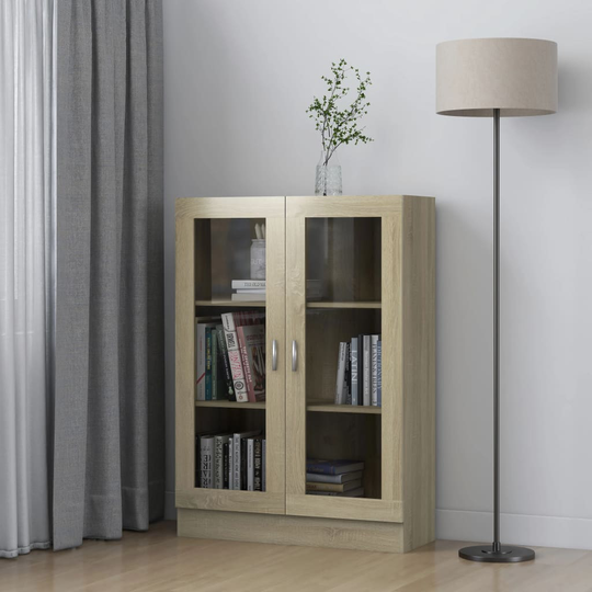 vidaXL Vitrinskåp sonoma-ek 82,5x30,5x115 cm spånskiva