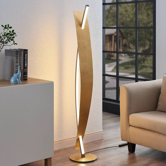 LED-golvlampa Marija i ädel guld-look
