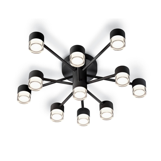 Helestra Kala LED-taklampa, svart, 11 lampor