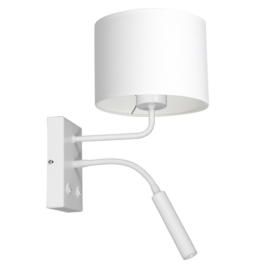 Vägglampa Soho, cylindrisk med läslampa, vit