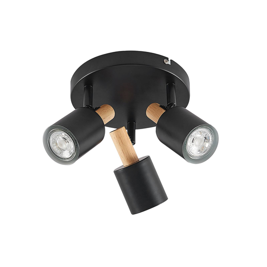 Lindby Junes takspotlight, 3 lampor, svart