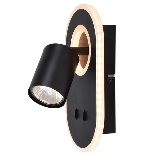LED-vägglampa Kimon, svart