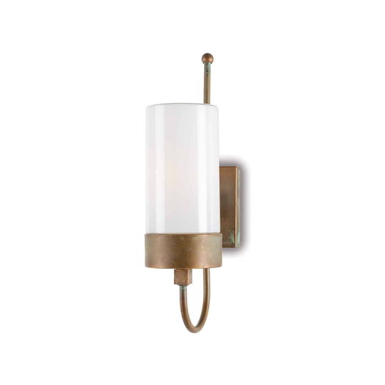 Utomhusvägglampa 3356, mässing antik/opal