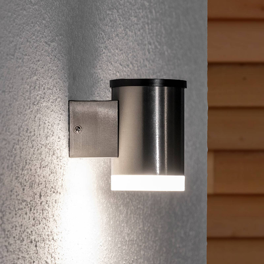 LED-utomhusvägglampa Tyson, solcell, rund, klar