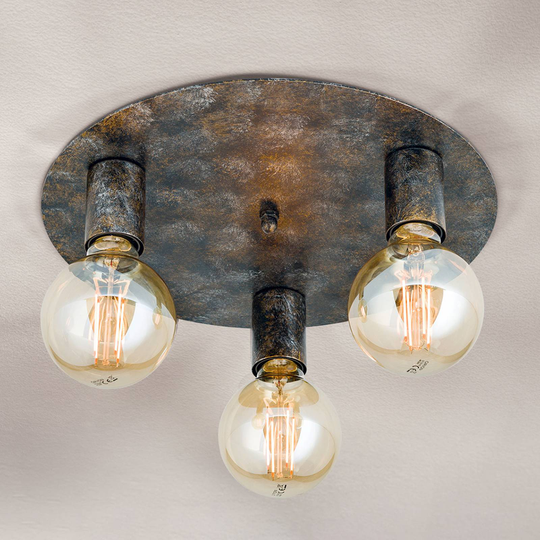 Taklampa Rati med 3 ljuskällor i vintagestil
