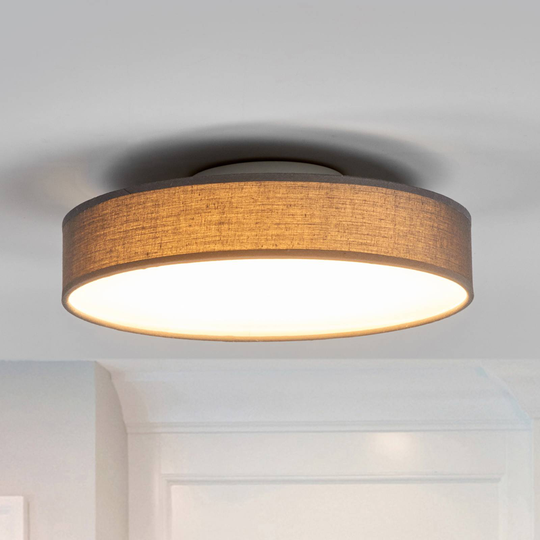 LED-taklampa Saira i textil, 30 cm, grå