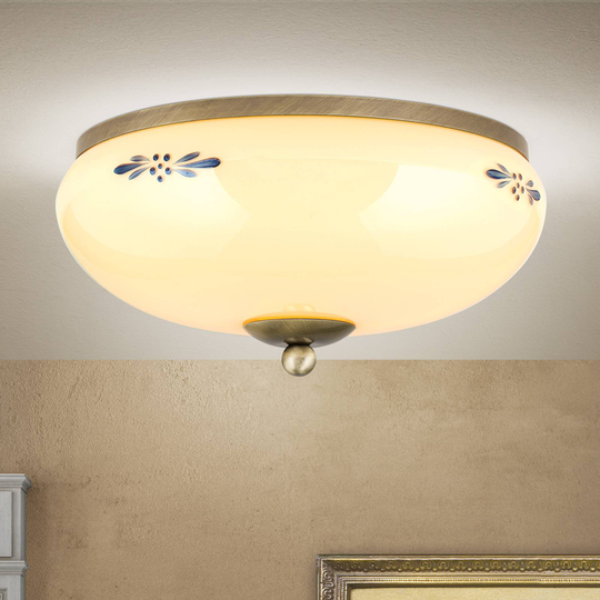 Taklampa Landhaus Patina champagne blå Ø 28 cm
