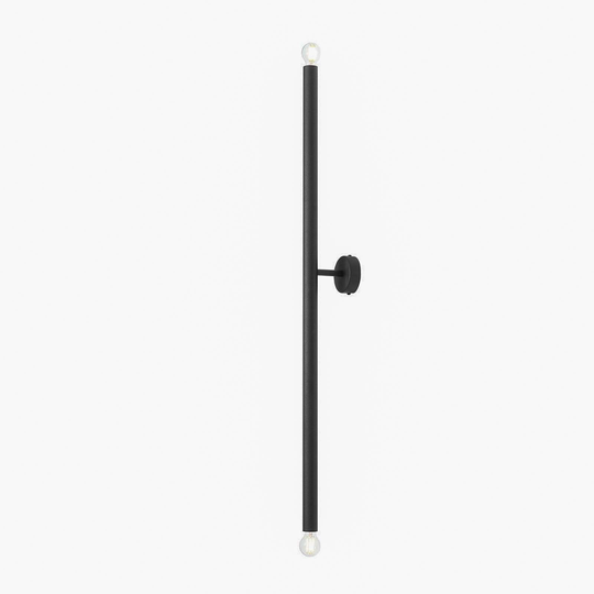 Vägglampa Tubo, svart, 2 lampor höjd 100 cm