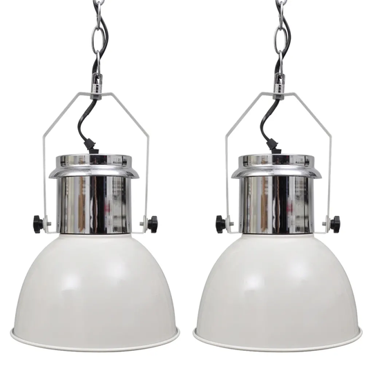 Taklampa i metall 2 st höjdjusterbar modern vit