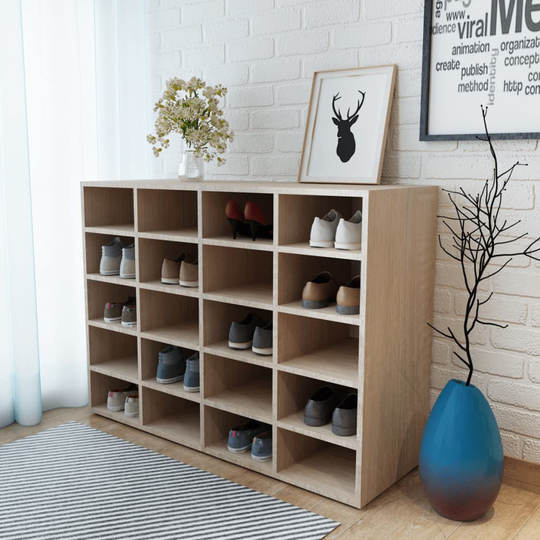 vidaXL Skohylla spånskiva 92x30x67,5 cm ek