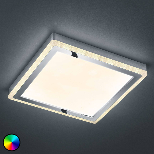 LED-taklampa Slide, vit, kantig, 40 x 40 cm