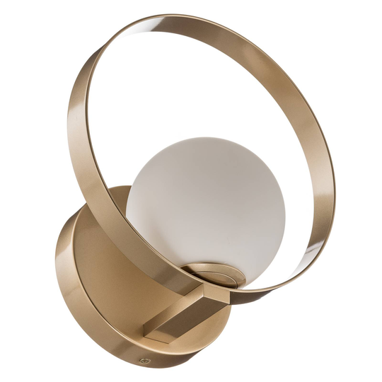 LED-vägglampa Halo, guld/opal