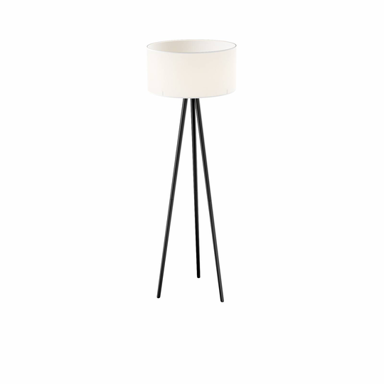 Golvlampa Mabia, trebent, vit/svart