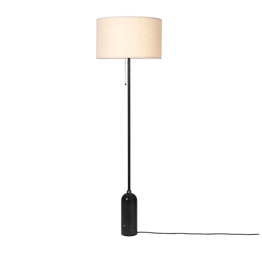 GUBI Gravity Golvlampa Svart Marmor och Skärm av Segelduk Stor
