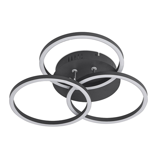 Lindby Qiana LED-taklampa CCT, rund, svart
