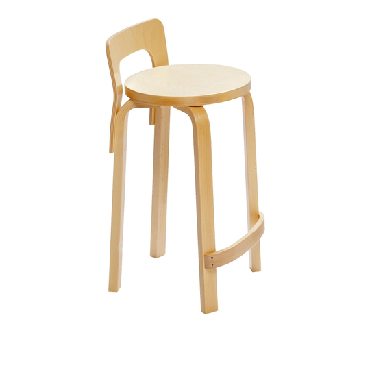 High Chair K65, Klarlackade ben och ryggstöd, Björkfanér sits