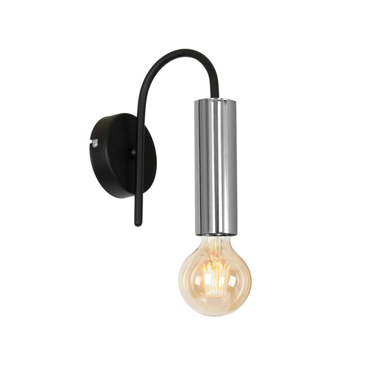 Vägglampa Aidan, svart/krom, 1 lampa
