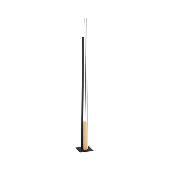 LED-golvlampa Panagria, svart med trädetalj