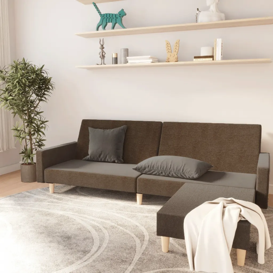 Bäddsoffa 2-sits med fotpall taupe tyg